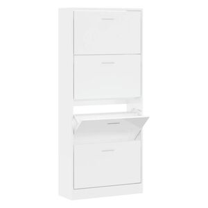 vidaXL Schoenenkast 63x24x147 cm bewerkt hout hoogglans wit