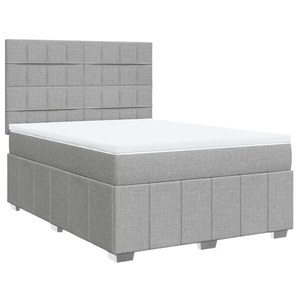 vidaXL Boxspring met matras stof lichtgrijs 160x200 cm