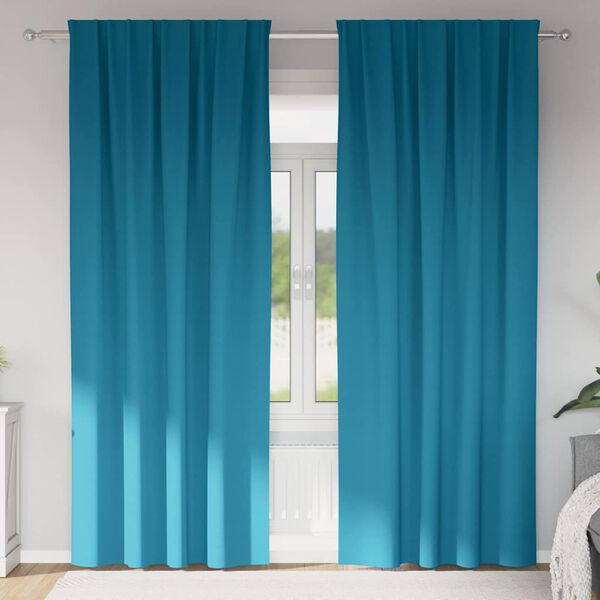 vidaXL Zwart-out Gordijnen met Ringen 2 pcs Turquoise 245 x 140 cm