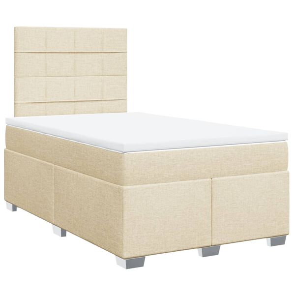 vidaXL Boxspring met matras stof cr&egrave;mekleurig 120x190 cm