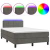 vidaXL Boxspring met matras en LED fluweel donkergrijs 120x190 cm