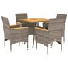 vidaXL 5-delige Loungeset met kussens poly rattan en acaciahout grijs