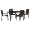 vidaXL Tuin eettafelset 5 pcs Bruin Gepoedercoat staal