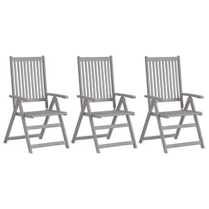 vidaXL Tuinstoelen verstelbaar 3 st massief acaciahout grijs
