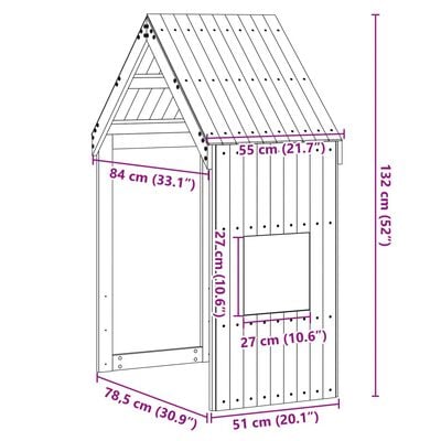 vidaXL Kinderbedhuisje 55x84x132 cm massief grenenhout