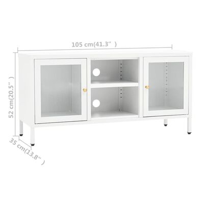 vidaXL Tv-meubel 105x35x52 cm staal en glas wit