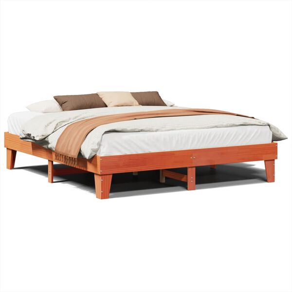 vidaXL Bedframe zonder matras massief grenenhout wasbruin 200x200 cm