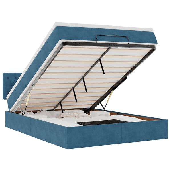 vidaXL Ottoman bed met matras 140x200cm fluweel donkerblauw