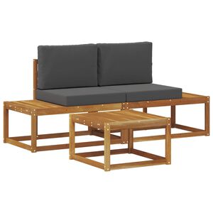 vidaXL Buiten bankenset 3 st Naturel Massief Acaciahout en Polyester