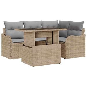 vidaXL Tuin Sofa Set 5 st Beige Poly Rattan