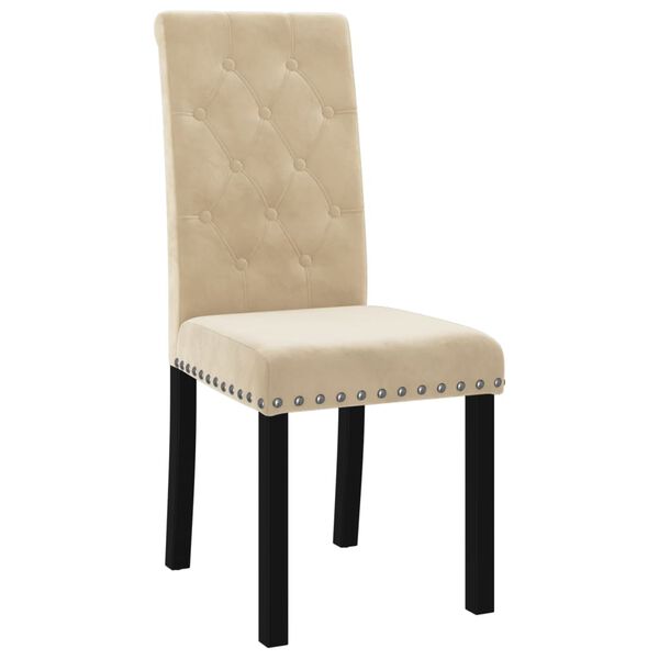 vidaXL Eetkamerstoelen 2 st fluweel cr&egrave;mekleurig