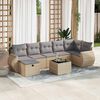 vidaXL 7-delige Loungeset met kussens poly rattan beige