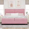 vidaXL LED Box Spring Bed met matras Roze 200 x 200 cm Stof
