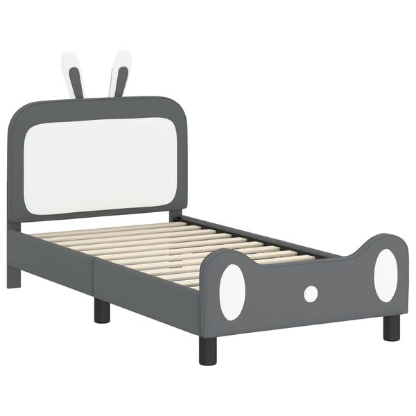 vidaXL Bedframe voor kinderen met hoofdbord Lichtgrijs 80 x 160 cm PU