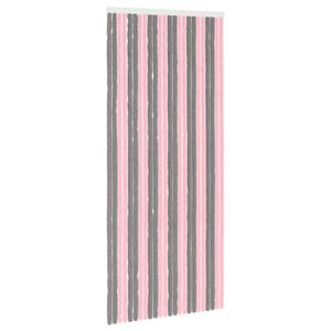 vidaXL Insecten Gordijn Chenille Zilvergrijs en Roze 100 x 230 cm