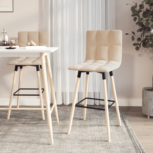 vidaXL Barkrukken 2 st stof crèmekleurig