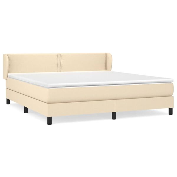 vidaXL Boxspring met matras stof cr&egrave;mekleurig 180x200 cm