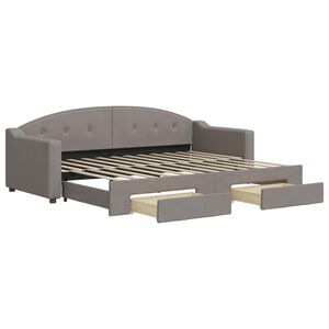 vidaXL Slaapbank met onderschuifbed en lades 80x200 cm stof taupe