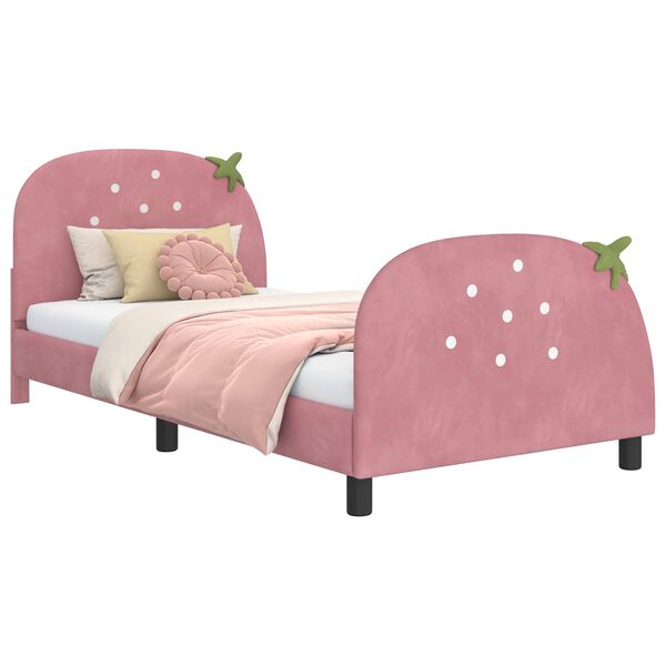 vidaXL Bedframe voor kinderen met hoofdbord Roze 80 x 200 cm Fluweel