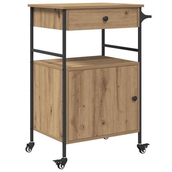 vidaXL Keuken Trolley Artisan Eiken 56 x 43 x 89,5 cm Bewerkt hout