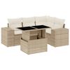 vidaXL 5-delige Loungeset met kussens poly rattan beige