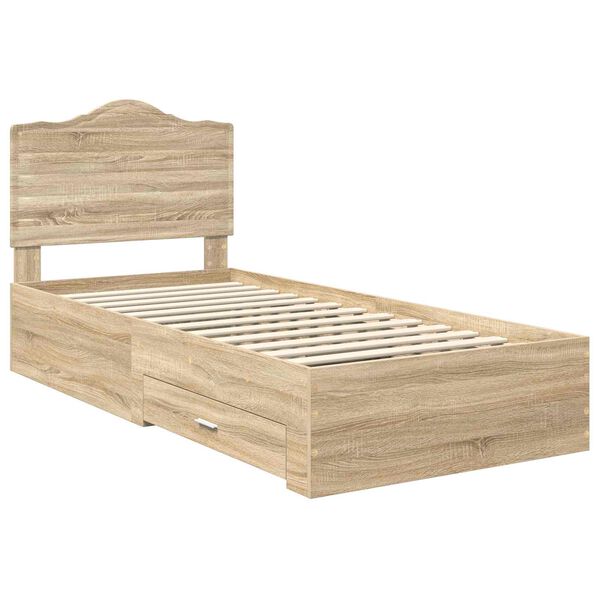 vidaXL Bedframe met hoofdeinde Sonoma Eiken 100 x 200 cm Bewerkt hout