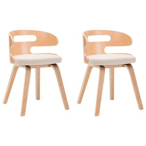 vidaXL Eetkamerstoelen 2 st gebogen hout en kunstleer cr&egrave;mekleurig