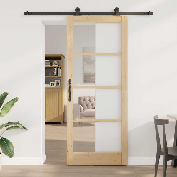 vidaXL Schuifdeur ORKDAL Natuurlijk en Zwart 86 x 211 cm