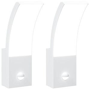 vidaXL Buitenwandlampen 2 st LED met sensors gegoten aluminium wit