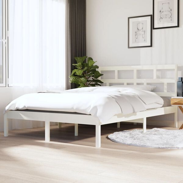 vidaXL Bedframe massief hout wit 120x190 cm