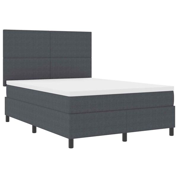 vidaXL Boxspring bed Donkergrijs en Wit 193 x 144 x 128 cm