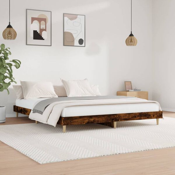 vidaXL Bedframe zonder matras hout gerookt eikenkleurig 140x200 cm