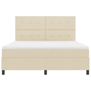 vidaXL Boxspring bed met LED-stripverlichting Cr&egrave;me 180 x 200 cm Stof