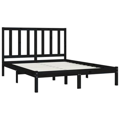 vidaXL Bedframe massief grenenhout zwart 140x200 cm