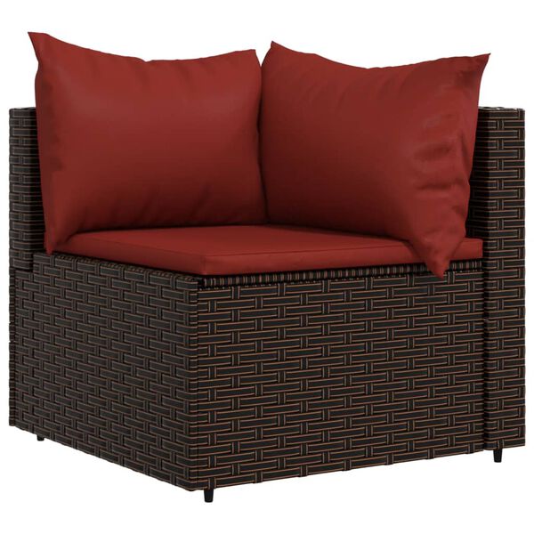 vidaXL 4-delige Loungeset met kussens poly rattan bruin