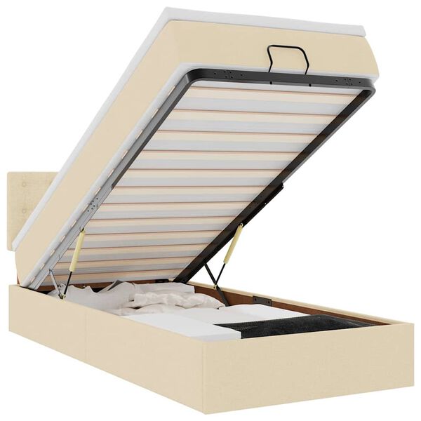vidaXL Ottoman bed met matras 80x200cm stof crèmekleurig