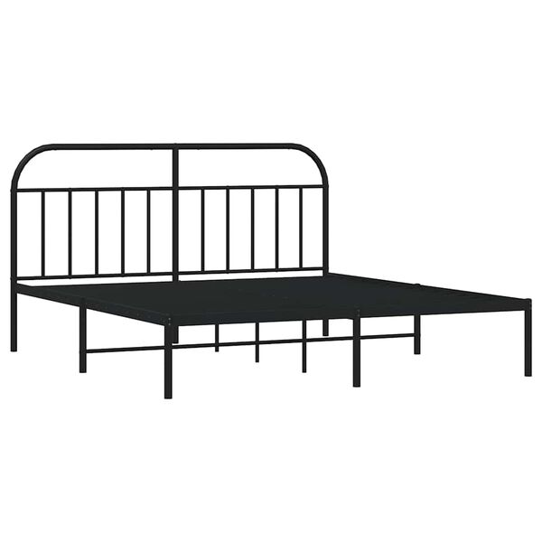 vidaXL Bedframe met hoofdbord metaal zwart 180x200 cm