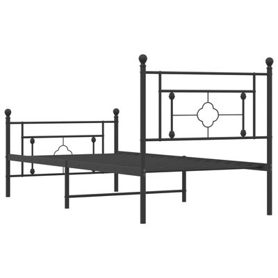 vidaXL Bedframe met hoofd- en voeteneinde metaal zwart 90x200 cm