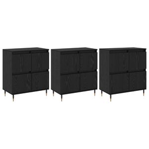 vidaXL Opbergkast 3 pcs Zwart Eiken 60 x 35 x 70 cm