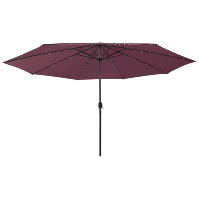 vidaXL Parasol met LED-verlichting 400 cm bordeauxrood