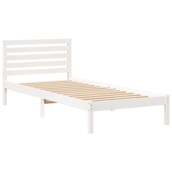 vidaXL Bedframe met hoofdeinde Wit 80 x 220 cm Massief grenenhout