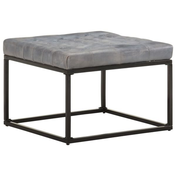vidaXL Poef 62x62x47 cm echt leer grijs
