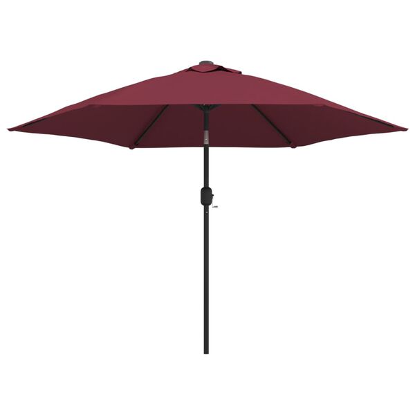 vidaXL Parasol met LED-verlichting en stalen paal 300 cm bordeauxrood