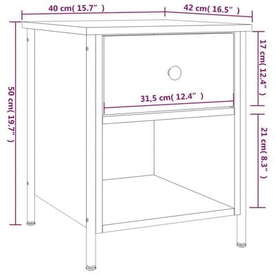 vidaXL Nachtkastjes 2 st 40x42x50 cm bewerkt hout sonoma eikenkleurig