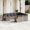 vidaXL 11-delige Loungeset met kussens poly rattan grijs