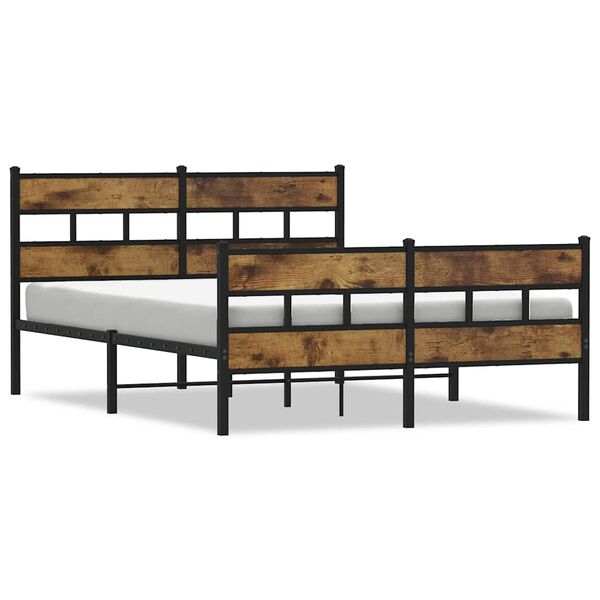 vidaXL Bedframe zonder matras metaal gerookt eikenkleurig 140x190 cm