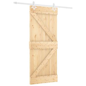 vidaXL Schuifdeur Natuurlijk en Wit 80 x 210 cm Massief grenenhout