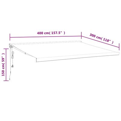 vidaXL Luifel uittrekbaar 4x3 m stof en aluminium geel en wit