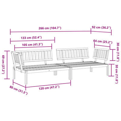 vidaXL Tuinhoekbanken 2 st pallet massief acaciahout