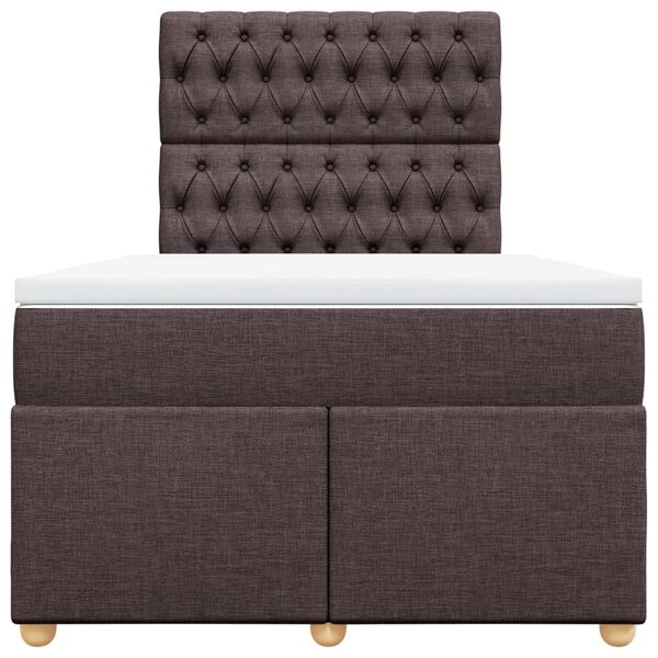 vidaXL Boxspring met matras stof donkerbruin 120x190 cm